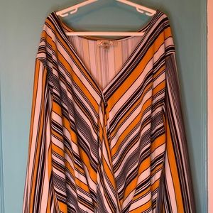 Long sleeve striped V-neck